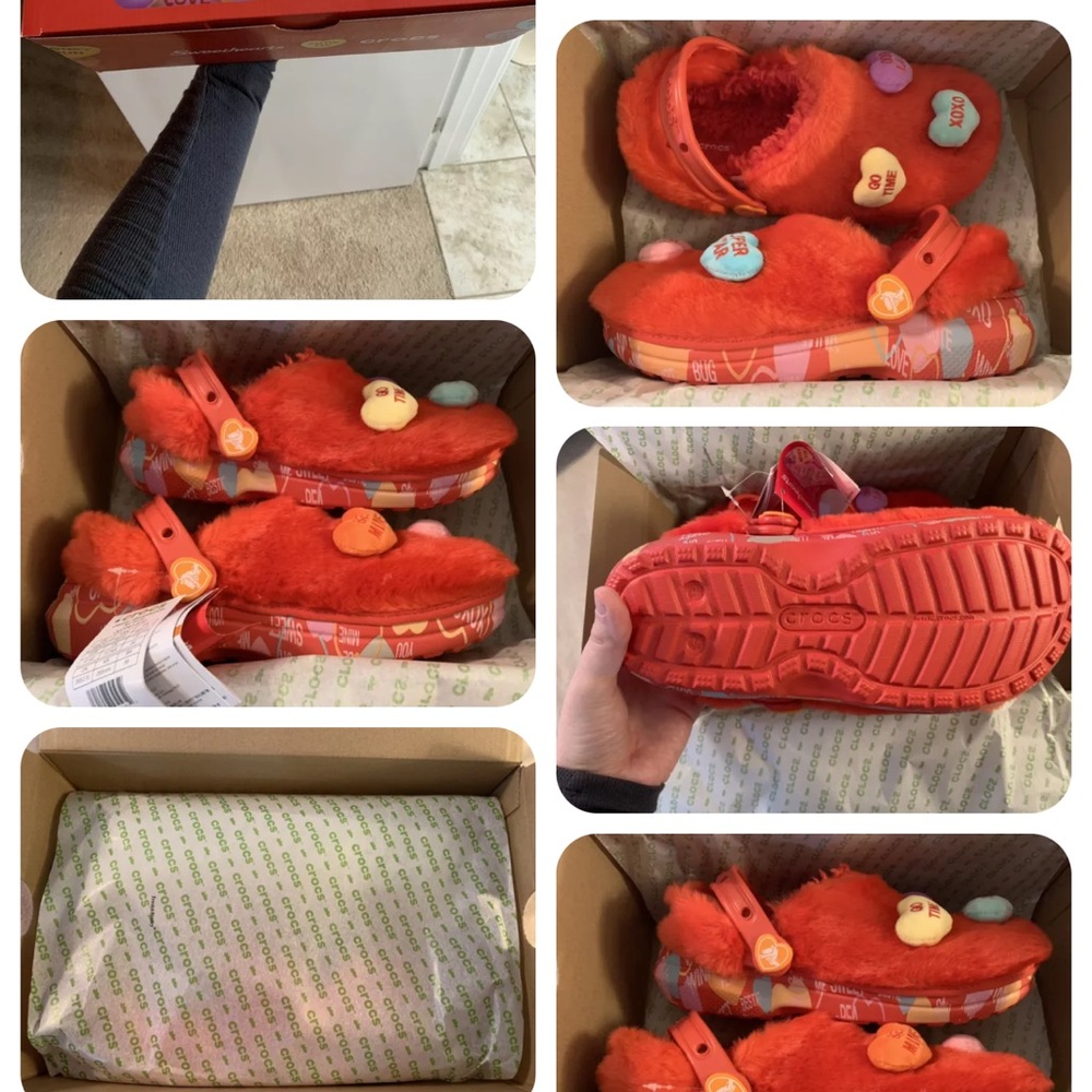 Brand new in box Sweetheart fur crocs size 10 ladies 81/2 mens